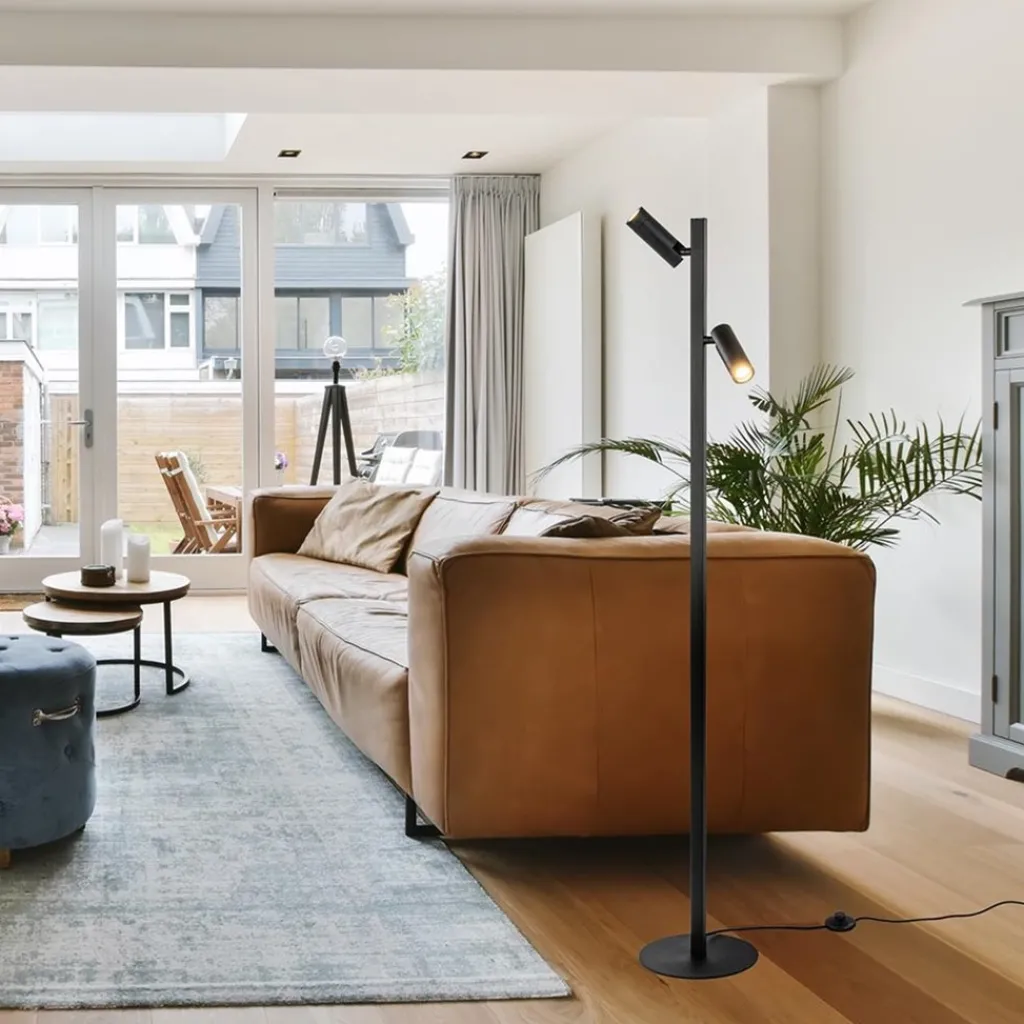 Straluma Moderne vloerlamp met verstelbare spots zwart/goud> Vloerlampen|Scandinavische Verlichting