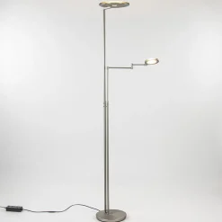 Straluma Moderne vloerlamp uplighter staal met smoke glas> Vloerlampen|Leeslampen