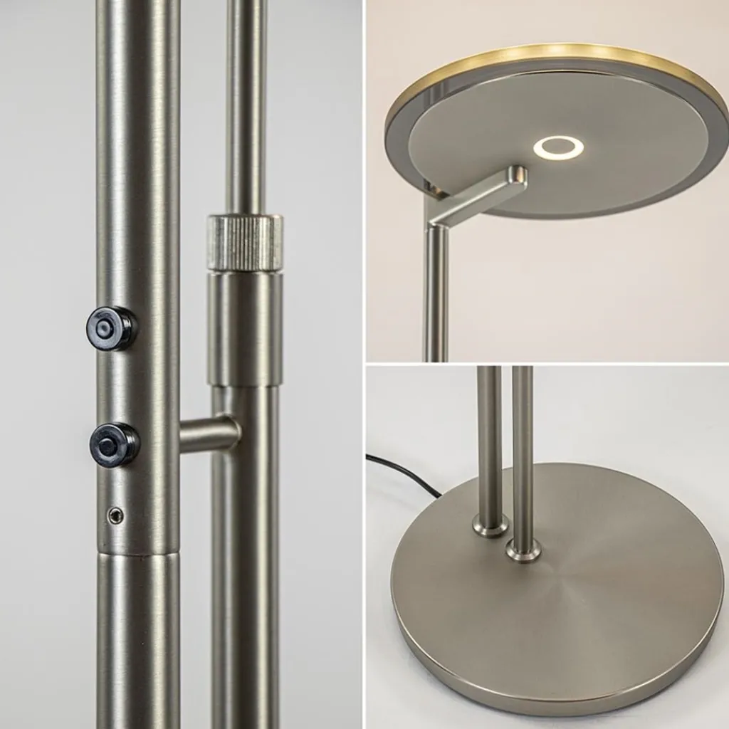 Straluma Moderne vloerlamp uplighter staal met smoke glas> Vloerlampen|Leeslampen