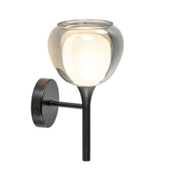 Straluma Moderne wandlamp zwart met smoke glas> Halverlichting|Wandlampen