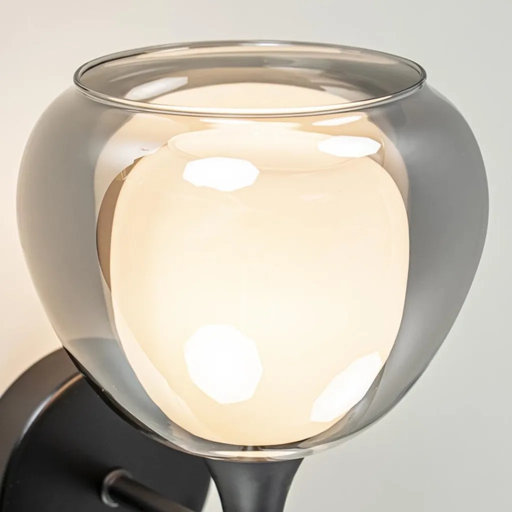Straluma Moderne wandlamp zwart met smoke glas> Halverlichting|Wandlampen