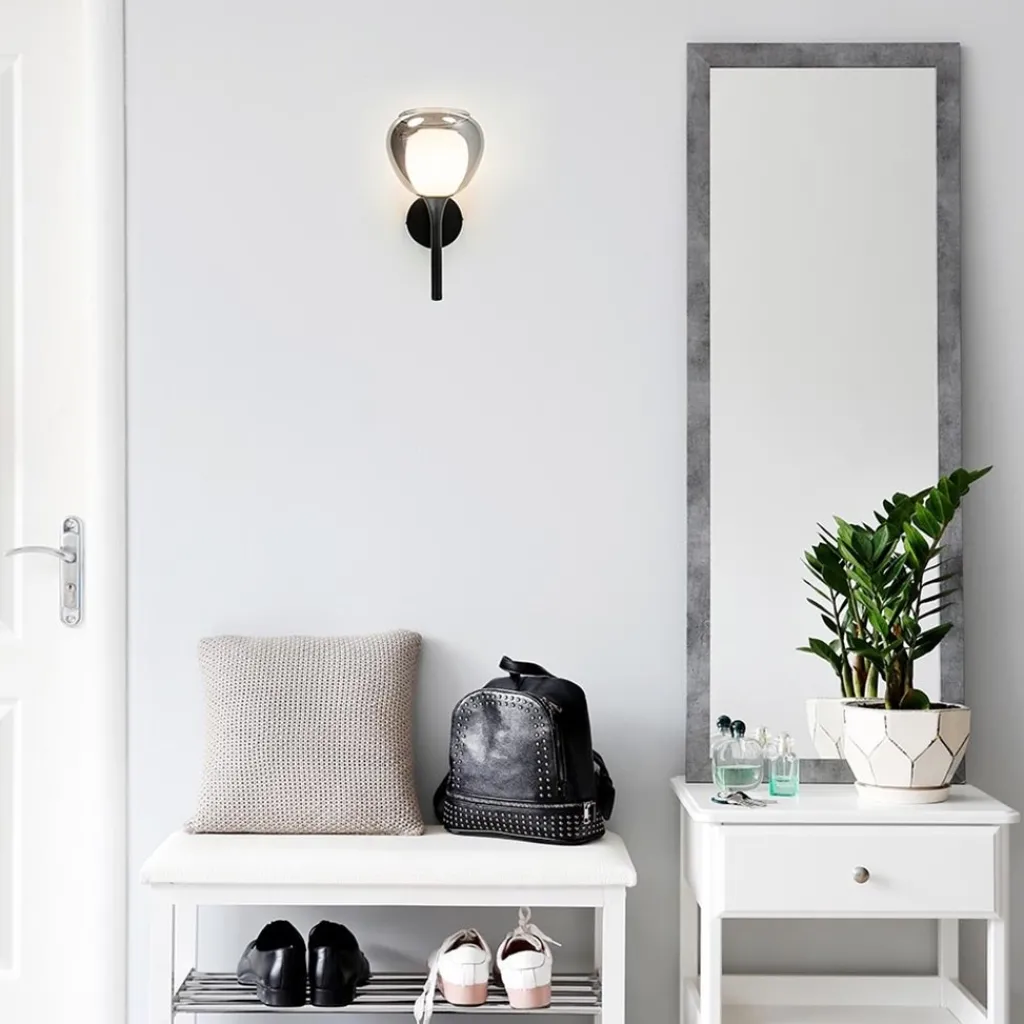 Straluma Moderne wandlamp zwart met smoke glas> Halverlichting|Wandlampen