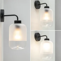 Straluma Moderne wandlamp zwart met helder/mat glas><noscript><img width=