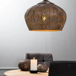 Straluma Oosterse hanglamp Emine goud/bruin></noscript> Eettafellampen|Light and Living