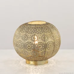 Straluma Oosterse tafellamp rond antiek messing> Tafellampen|Decoratieve Verlichting