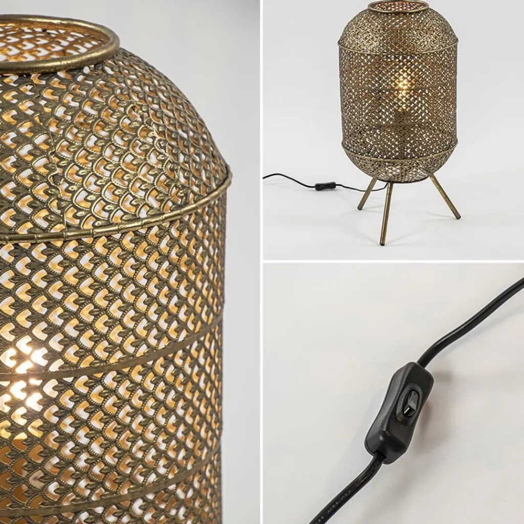 Straluma Oosterse vloer/tafellamp op pootjes goud> Tafellampen|Vloerlampen