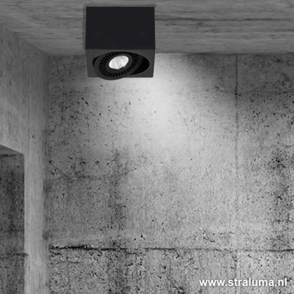 Straluma Opbouwspot box zwart 1-lichts led> Plafondlampen|Opbouwspots