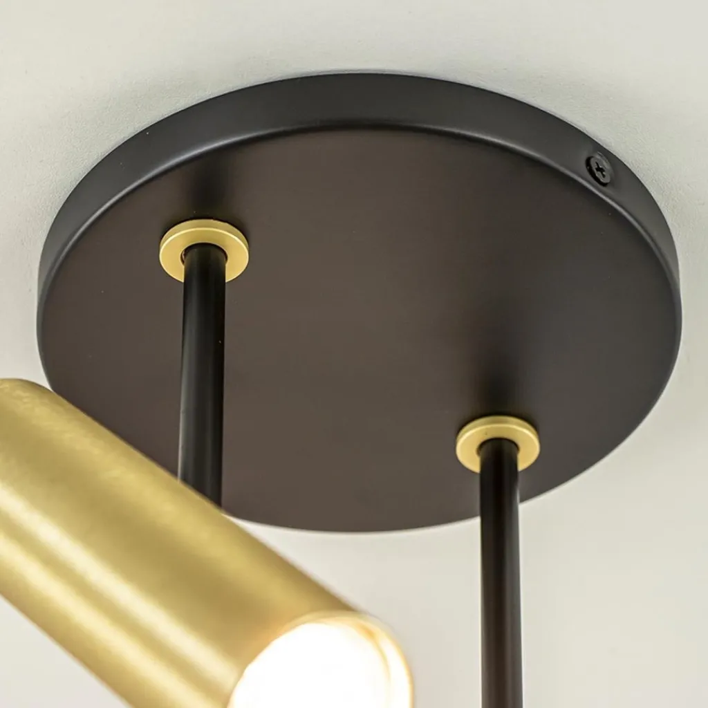 Straluma Opbouwspot 2-lichts rond zwart/brass verstelbaar> Plafondlampen|Opbouwspots