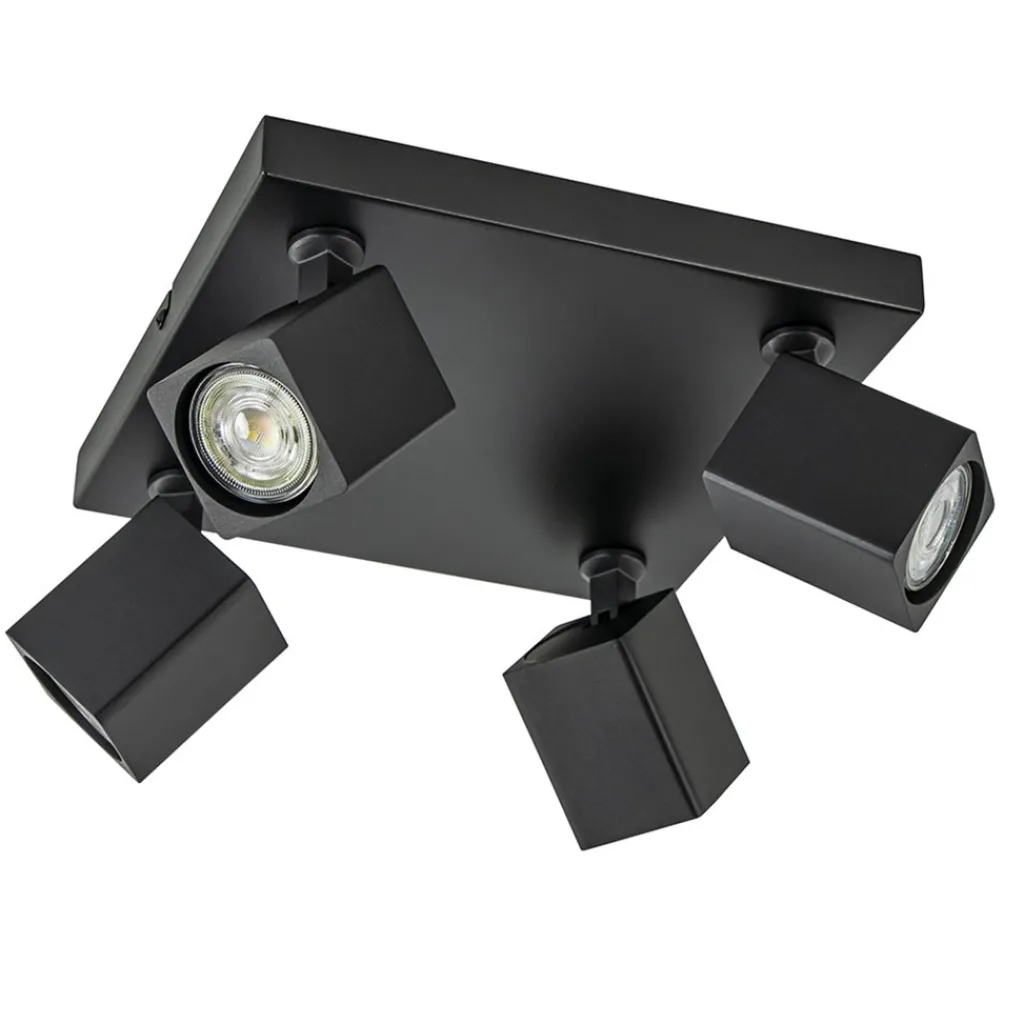 Straluma Opbouwspot 4-lichts vierkant zwart verstelbaar> Plafondlampen|Opbouwspots