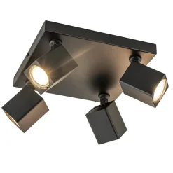 Straluma Opbouwspot 4-lichts vierkant zwart verstelbaar> Plafondlampen|Opbouwspots