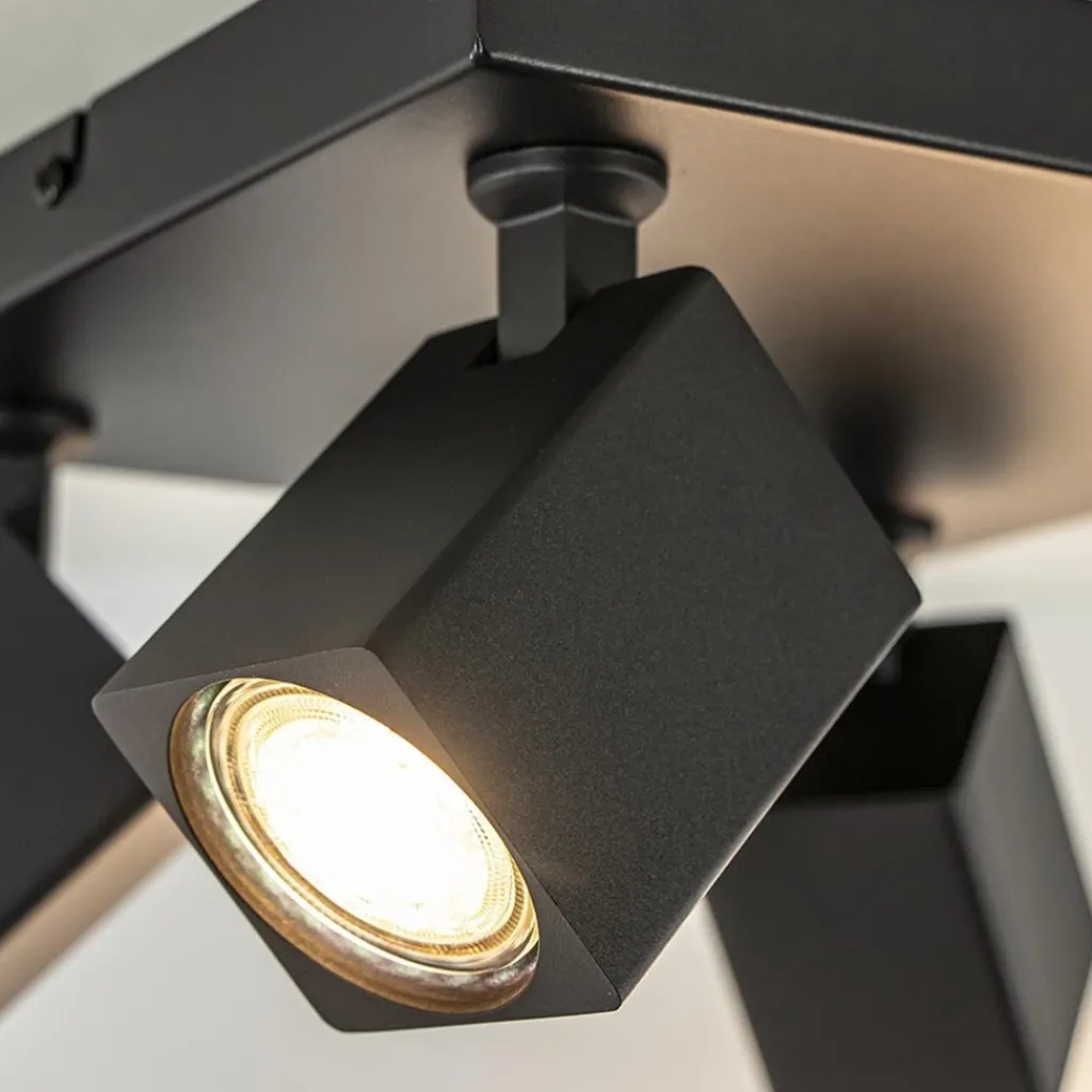 Straluma Opbouwspot 4-lichts vierkant zwart verstelbaar> Plafondlampen|Opbouwspots