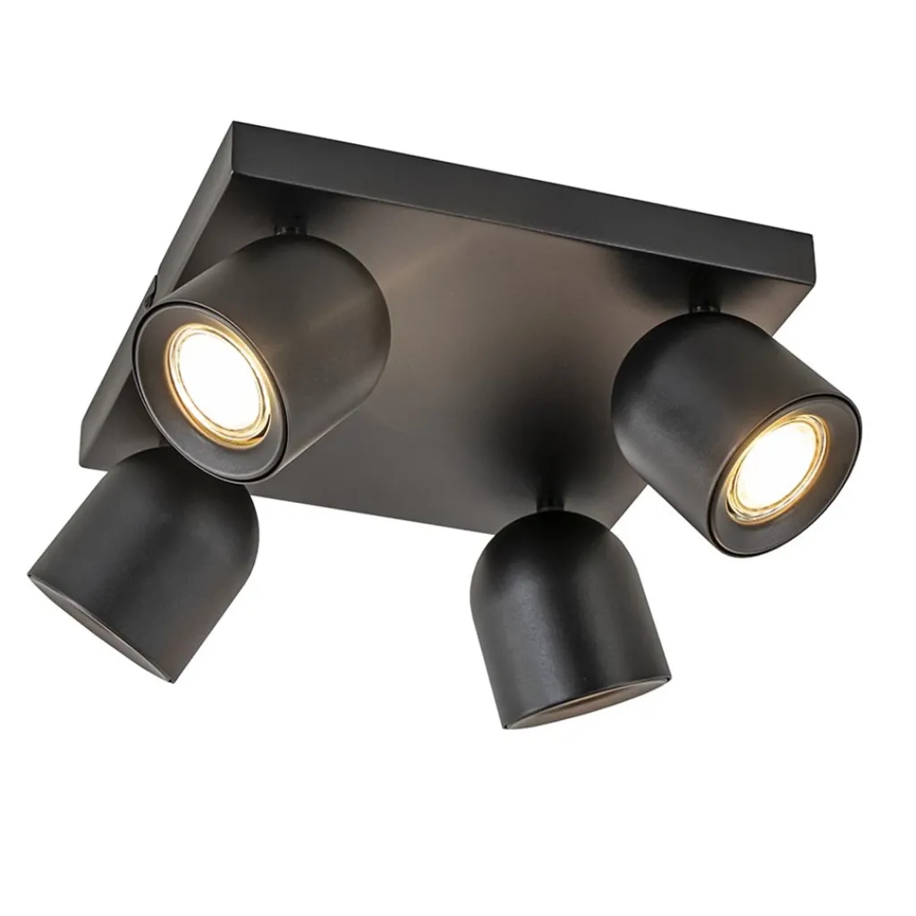 Straluma Opbouwspot 4-lichts vierkant zwart GU10> Plafondlampen|Opbouwspots