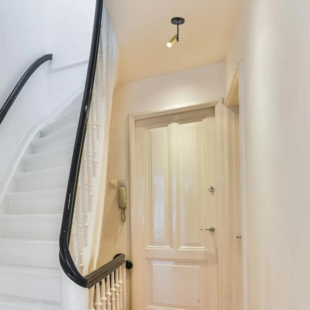 Straluma Opbouwspot 1-lichts zwart/brass GU10 mini> Plafondlampen|Opbouwspots