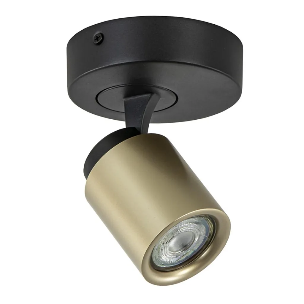 Straluma Opbouwspot 1-lichts zwart/goud GU10> Plafondlampen|Wandlampen