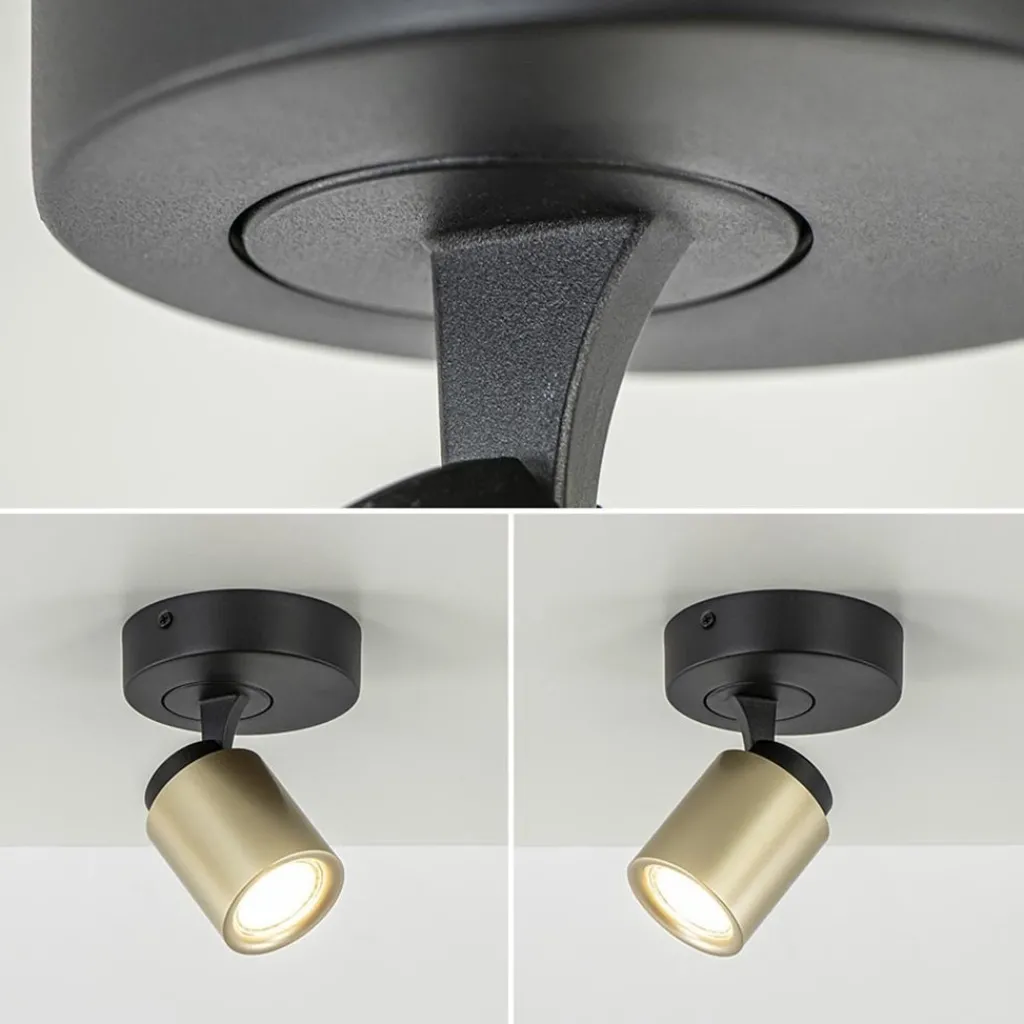 Straluma Opbouwspot 1-lichts zwart/goud GU10> Plafondlampen|Wandlampen