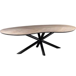 Straluma Organische eettafel eiken met zwarte poot en visgraat><noscript><img width=