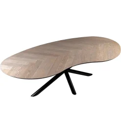 Straluma Organische eettafel eiken met zwarte poot en visgraat><noscript><img width=