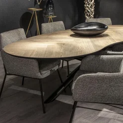 Straluma Organische eettafel eiken met zwarte poot en visgraat><noscript><img width=