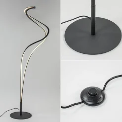 Straluma Organische vloerlamp zwart met dimbaar LED><noscript><img width=