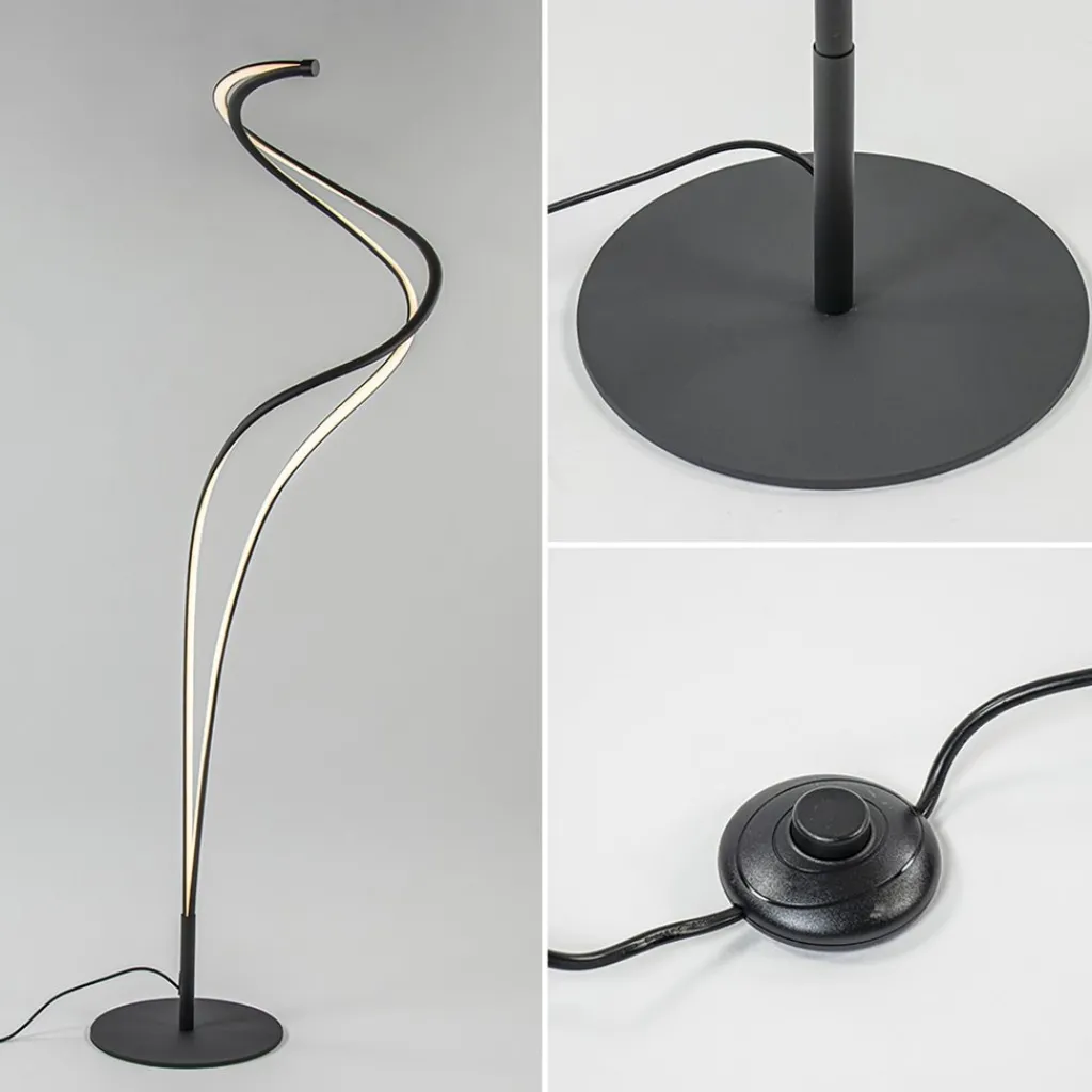 Straluma Organische vloerlamp zwart met dimbaar LED> Vloerlampen|Woonkamerlampen