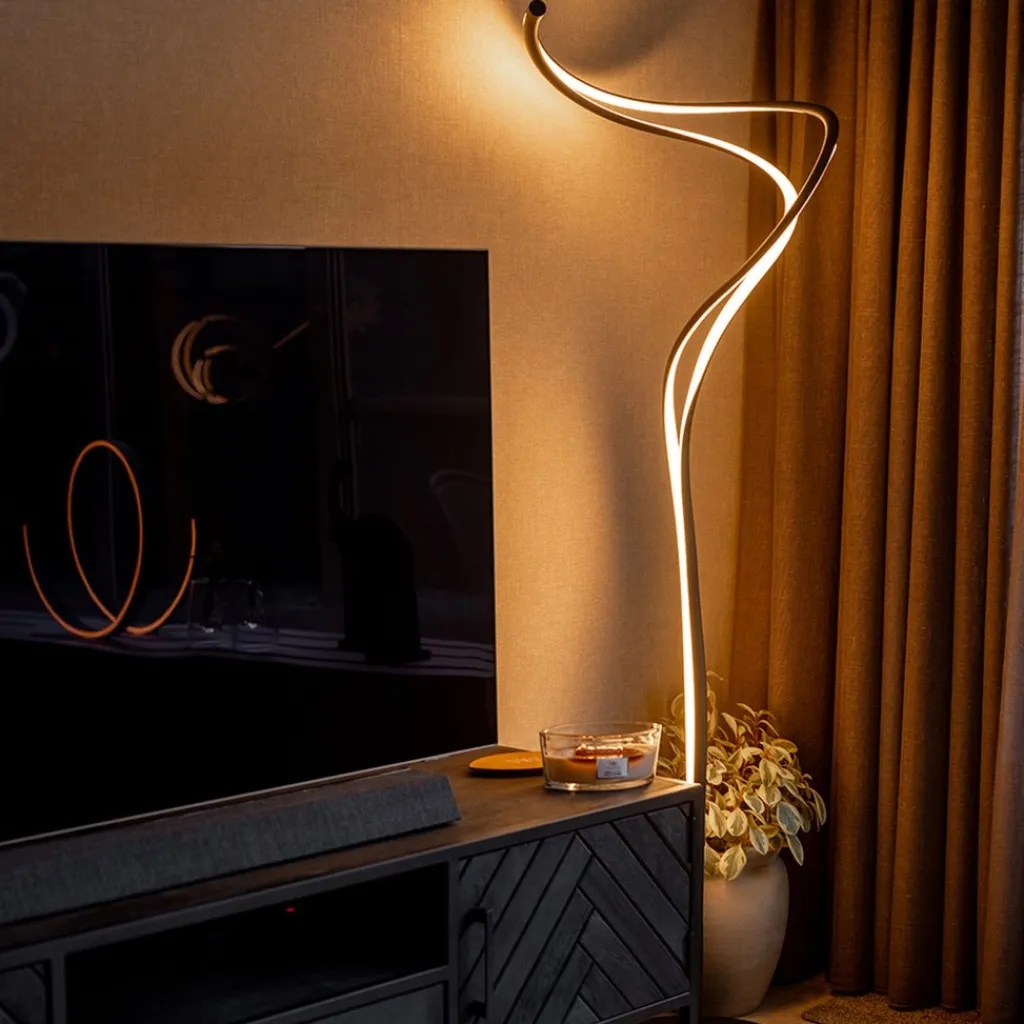 Straluma Organische vloerlamp zwart met dimbaar LED> Vloerlampen|Woonkamerlampen