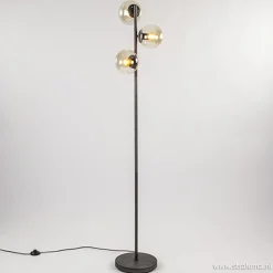 Straluma Oud zilveren vloerlamp met amber glas> Slaapkamerlampen|Halverlichting