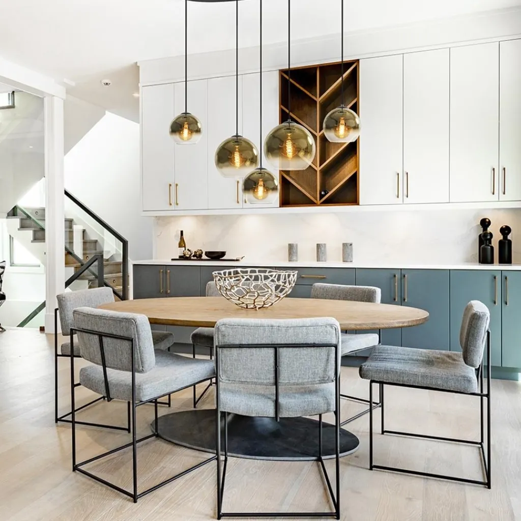 Straluma Ovale 5-lichts hanglamp met glazen bollen gold gradient> Eettafellampen|Pendel Lampen