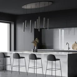 Straluma Ovale 8-lichts hanglamp tubes zwart metaal><noscript><img width=