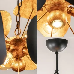 Straluma Ovale videlamp textured black met ambachtelijk brons></noscript> Hanglampen|Eettafellampen