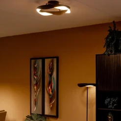 Straluma Plafondlamp Ascoli ring zwart/matgoud></noscript> Plafondlampen|Woonkamerlampen