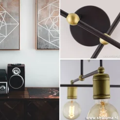 Straluma *Plafondlamp basic 4L e27 zwart/brons></noscript> Woonkamerlampen|Slaapkamerlampen