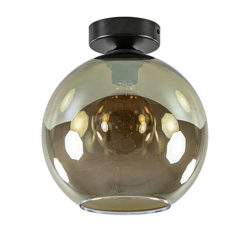 Straluma Plafondlamp Bella zwart+smoke glas 25cm> Keukenverlichting|Plafondlampen