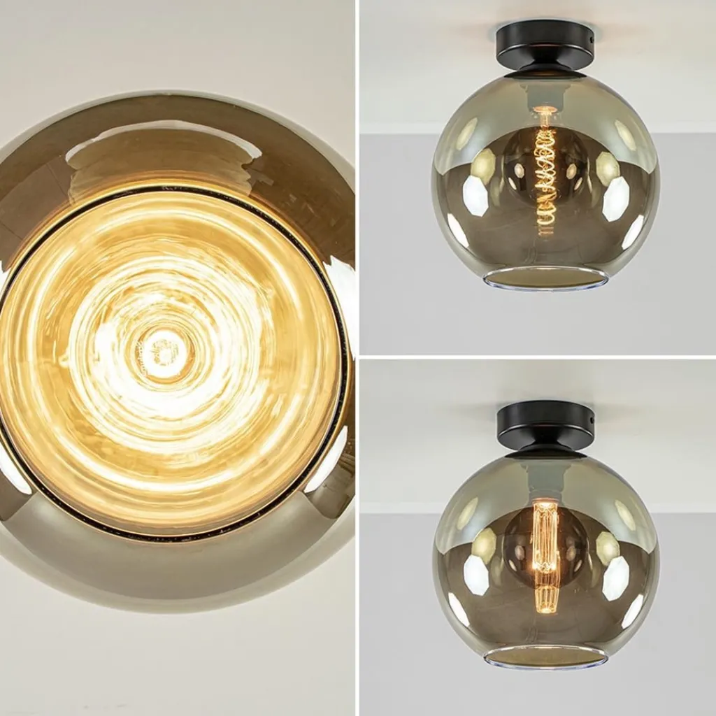 Straluma Plafondlamp Bella zwart+smoke glas 25cm> Keukenverlichting|Plafondlampen