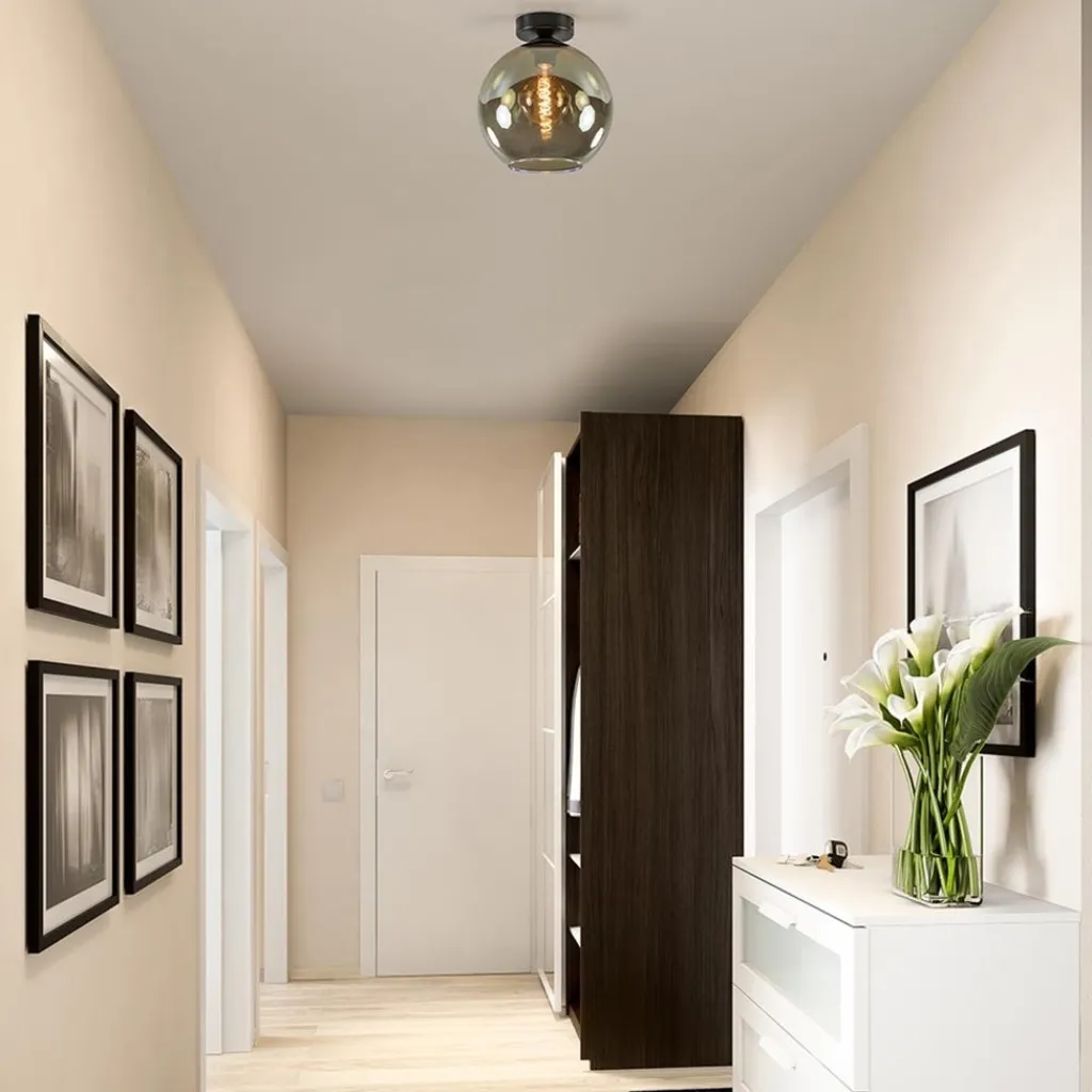 Straluma Plafondlamp Bella zwart+smoke glas 25cm> Keukenverlichting|Plafondlampen