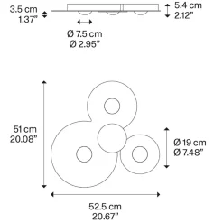 Straluma Plafondlamp Bugia Triple glossy bronze> Plafondlampen|Plafonnières