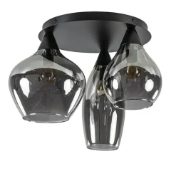 Straluma Plafondlamp Cambio 3L zwart + smoke glas> Woonkamerlampen|Halverlichting