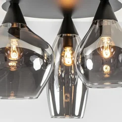 Straluma Plafondlamp Cambio 3L zwart + smoke glas></noscript> Woonkamerlampen|Halverlichting