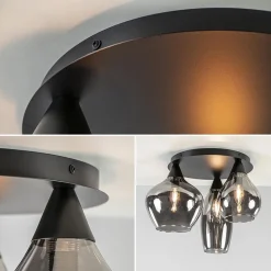 Straluma Plafondlamp Cambio 3L zwart + smoke glas></noscript> Woonkamerlampen|Halverlichting