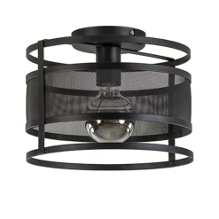 Straluma Plafondlamp cilinder gaas zwart> Woonkamerlampen|Slaapkamerlampen