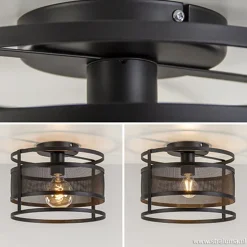 Straluma Plafondlamp cilinder gaas zwart></noscript> Woonkamerlampen|Slaapkamerlampen