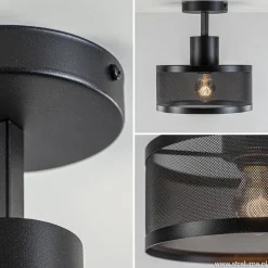 Straluma Plafondlamp cilinder geperforeerd zwart></noscript> Woonkamerlampen|Slaapkamerlampen