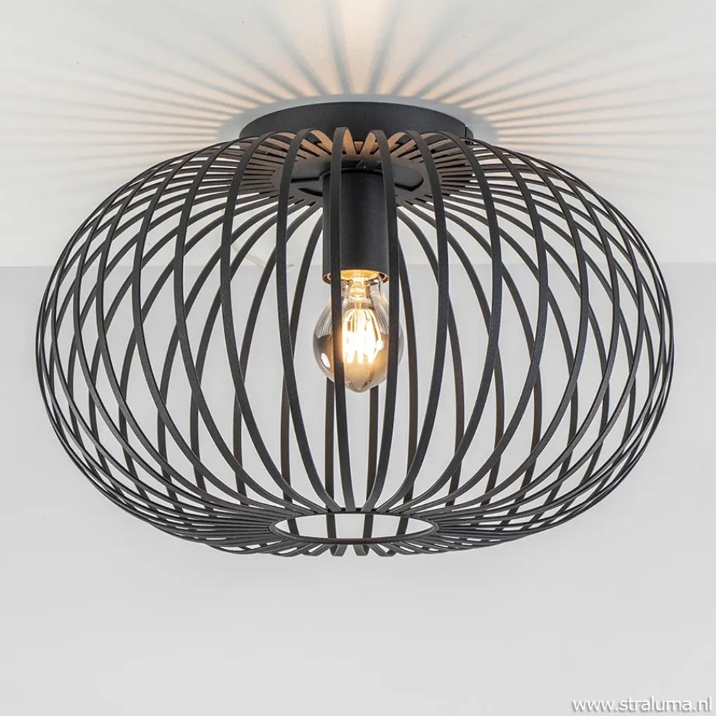Straluma Plafondlamp donut draad zwart 40cm> Draadlampen|Woonkamerlampen