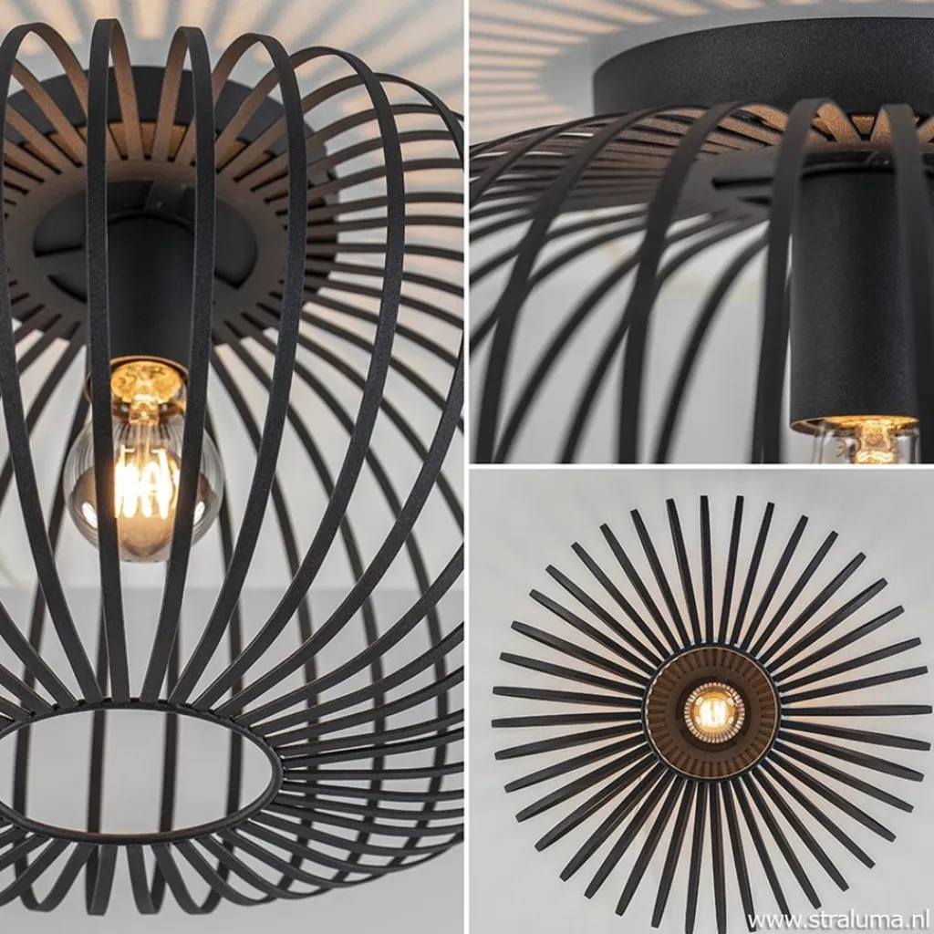 Straluma Plafondlamp donut draad zwart 40cm> Draadlampen|Woonkamerlampen