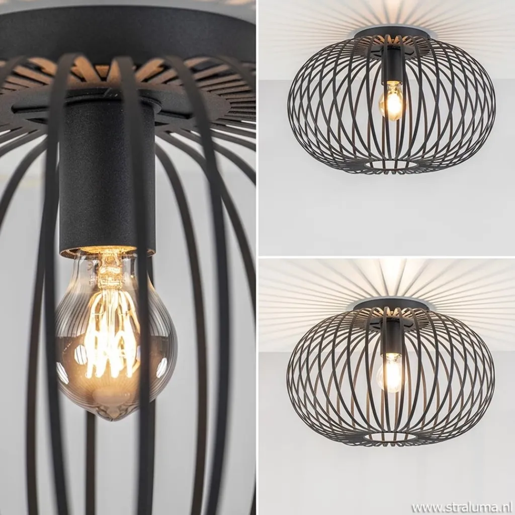 Straluma Plafondlamp donut draad zwart 40cm> Draadlampen|Woonkamerlampen