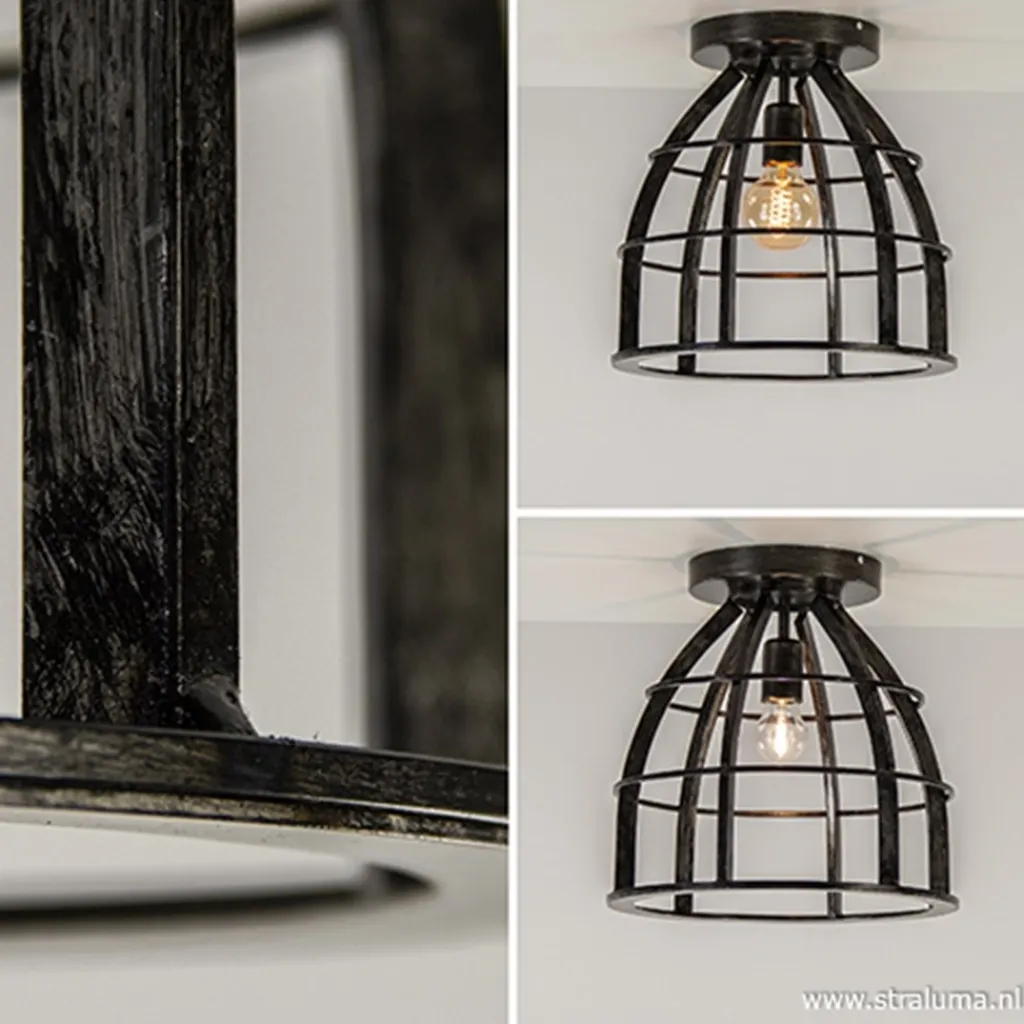 Straluma Plafondlamp frame zwart industrieel> Plafonnières|Tienerkamerlampen