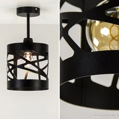 Straluma Plafondlamp Frez zwart metaal></noscript> Woonkamerlampen|Slaapkamerlampen