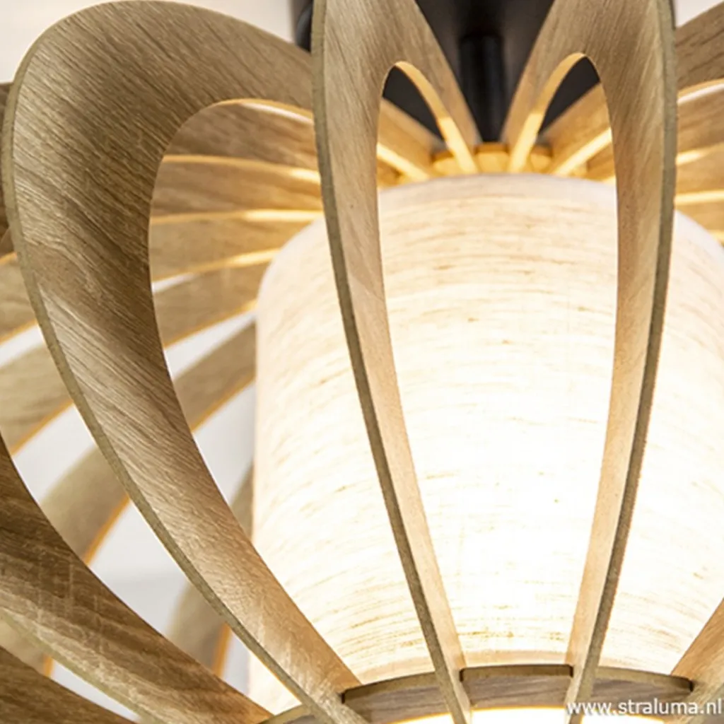 Straluma Plafondlamp hout lamellen klein> Slaapkamerlampen|Keukenverlichting
