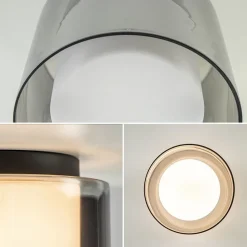 Straluma Plafondlamp Ice 23cm zwart/smoke IP44><noscript><img width=