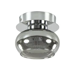 Straluma Plafondlamp klein chroom met smoke glas> Plafondlampen|Halverlichting