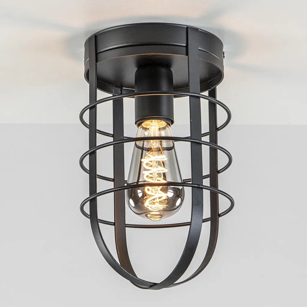 Straluma Plafondlamp kooi zwart> Kooilampen|Woonkamerlampen